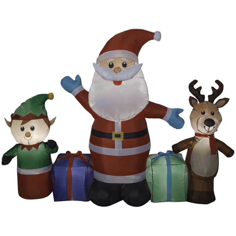Gemmy Industries Airblown® Santa/Reindeer/Elf Scene Inflatable Wayfair Canada